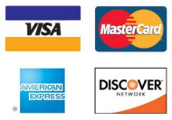 Credit Cards Accepted - Visa - Master Card - Discover - American Express Credit Cards Accepted: Visa - MC - Amex - Discover