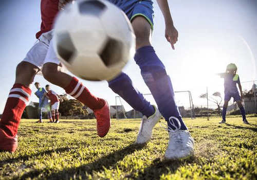 Soccer action on the field