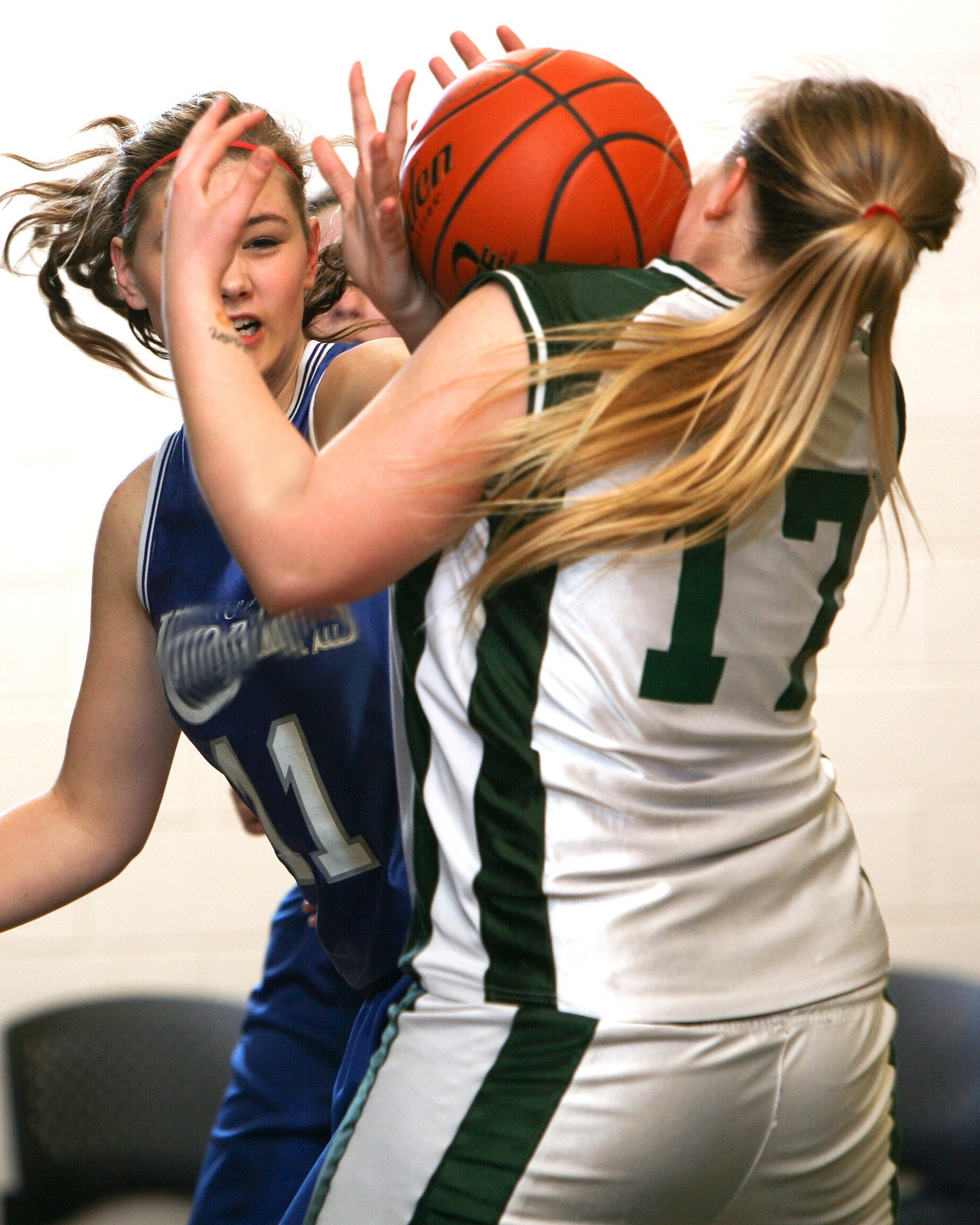 Girls basketball action on the court