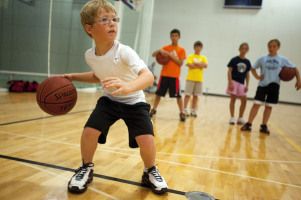 Youth basketball on the court action